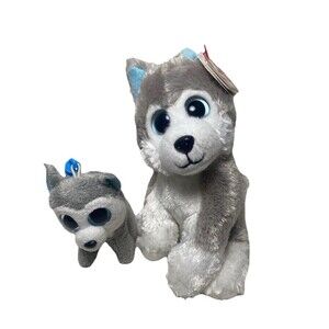 Ty Beanie Babies Husky Lot of 2 Plush Sledder and Slush Clip Stuffed Animals